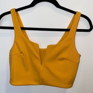 Yellow Crop Top with V Cut Out